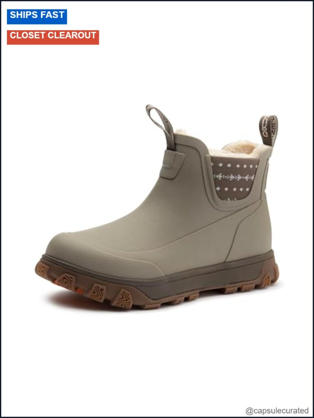 Waterproof Rubber Ankle Booties with Fleece Lining & Neoprene Panels